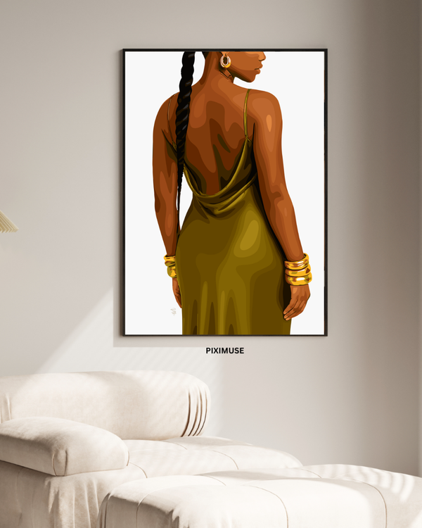 Green Silk Dress - White