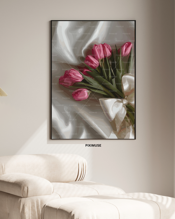 Pink Tulips On Silk