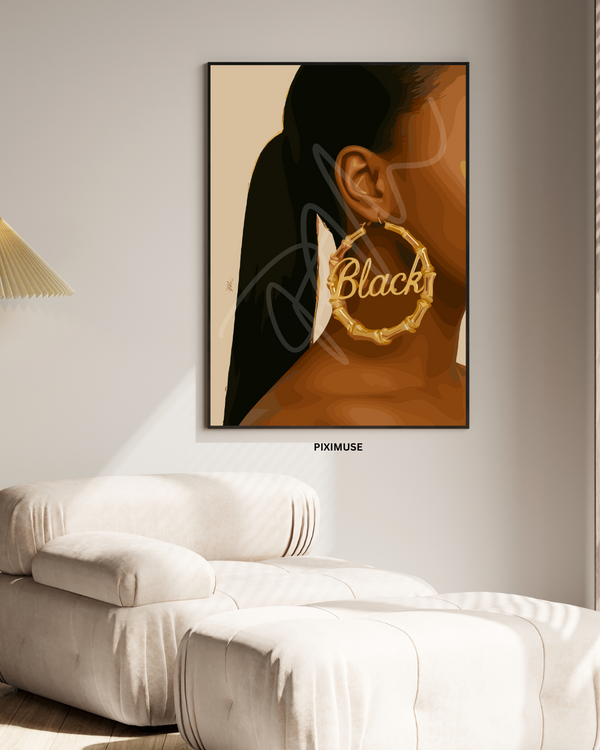 "Black' Bamboo Earring